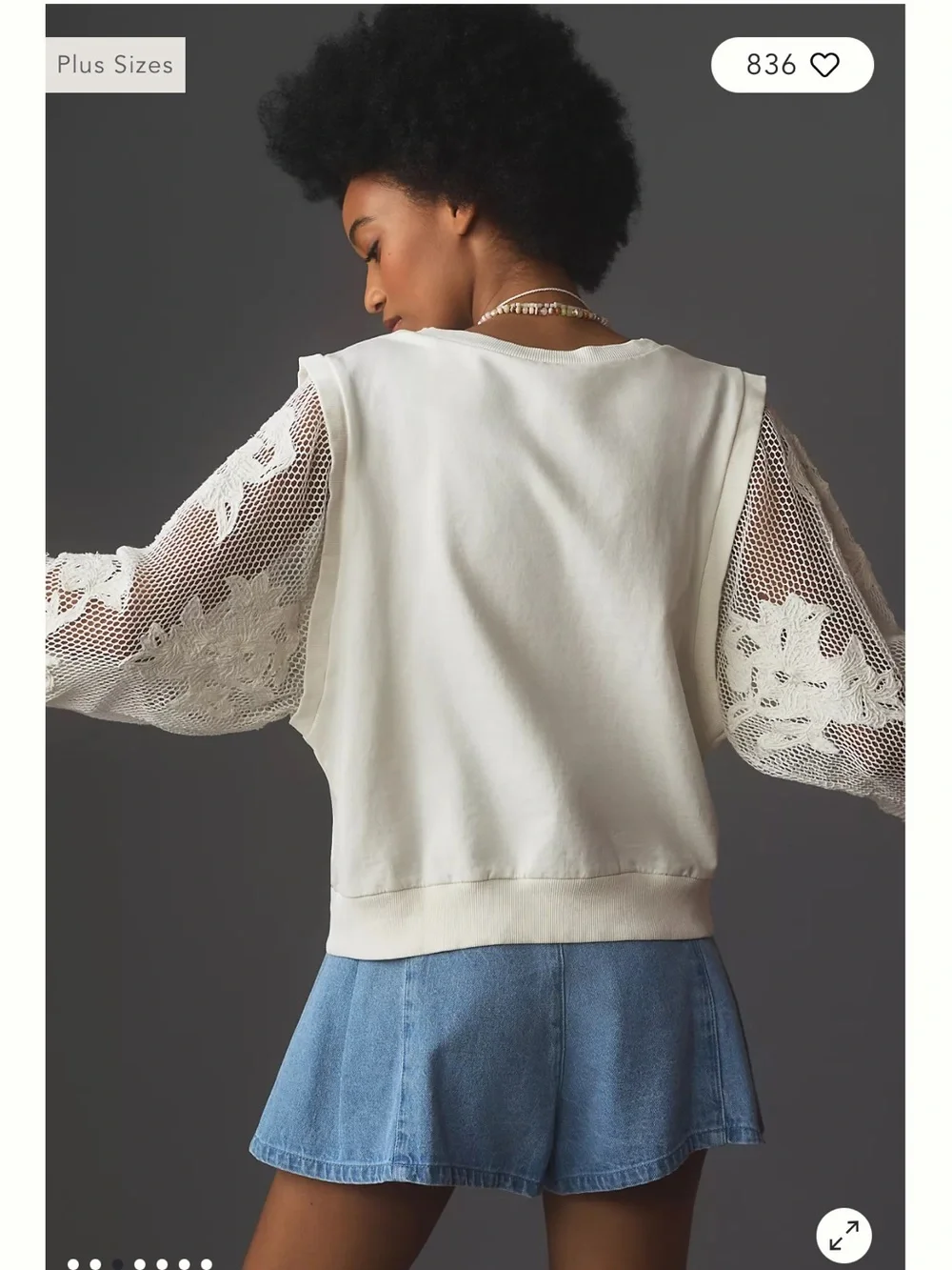 By Anthropologie Embroidered Cutwork Sweatshirt